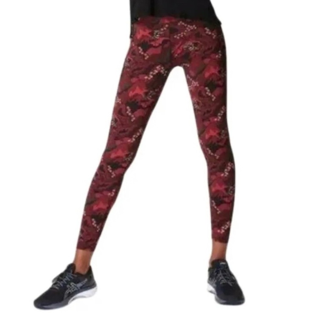 Sweaty Betty Women's Zero Gravity Leggings Red Black Japanese Landscape Small